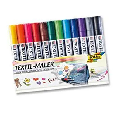 Produktbild von folia Textilmarker 12er Set farbig sortiert