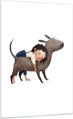 Produktbild von Bilder auf glas - Einteilig - Kind Hund Bild - 70x100cm - Glasbilder - Wandbilder - Bilder - zum Aufhängen bereit - Wanddekoration aus Glas - Glas Bilder - Wandbild auf Glas - GPA70x100-4783