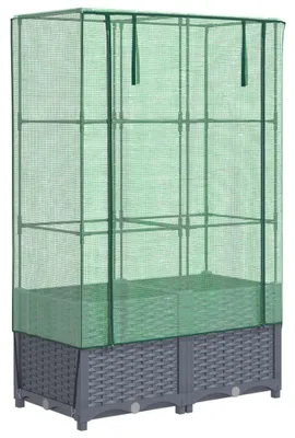 Produktbild von vidaXL Hochbeet mit Gewächshaus-Aufsatz Rattan-Optik 80x40x138 cm
