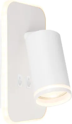 Obrázok produktu pre Moderné nástenné svietidlo, pohyblivý biely vypínač, 1xGU10 10W + LED 6W na čítanie, PIPE Milagro