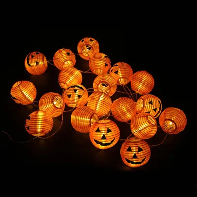 Produktbild von 20 LED-Lampen, Lichterkette in Kürbisform für Halloween