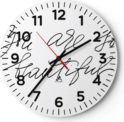 Produktbild von Wanduhr - Rund - Glasuhr - Du bist so wunderschön - 40x40cm - Schleichendes Uhrwerk - Lautlos - zum Aufhängen bereit - Dekoration Modern - Wanddekoration aus Glas - C4AR40x40-4609