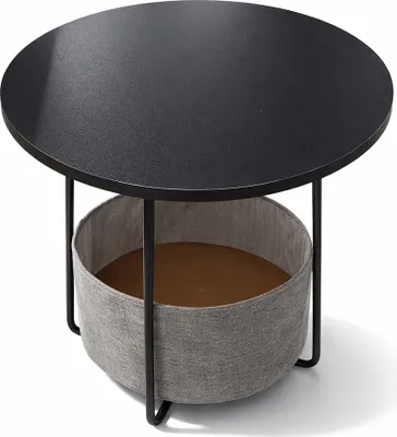 Image de Table d'appoint ronde avec panier de rangement, structure en métal