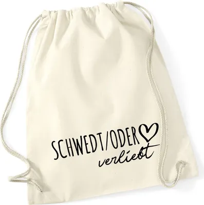 Produktbild von Huuraa Turnbeutel Schwedt Oder verliebt 12 Liter Natural Baumwolle Rucksack Geschenkidee