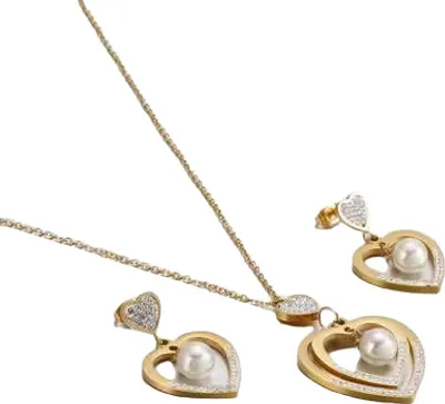 Produktbild von Hjertje Set - Gold: Halskette & Ohrstecker KP15104