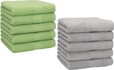 Produktbild von Betz 10 Stück Seiftücher 30x30 cm PREMIUM 100% Baumwolle  Farbe: apfelgrün und silbergrau
