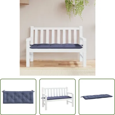 Image de The Living Store Coussin pour banc de jardin bleu marine 120x50x7 cm tissu Oxford