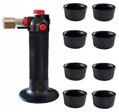 Obrázek produktu pro Sada forem na crème brûlée, černá, značka MPLCo, 8 kusů + sada hořáků