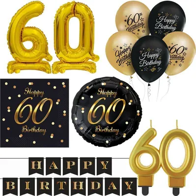 Produktbild von Partyset 60. Geburtstag Deko schwarz gold Dekoration Party