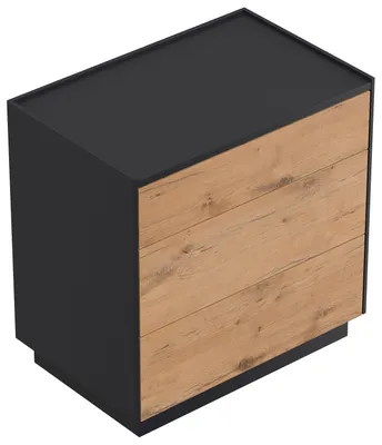 Produktbild von Design Nachttisch Kommode Lux XL 70cm, 3 Pushauszüge Oak für Boxspringbett : Eiche / Grafit Varianten: Eiche / Grafit