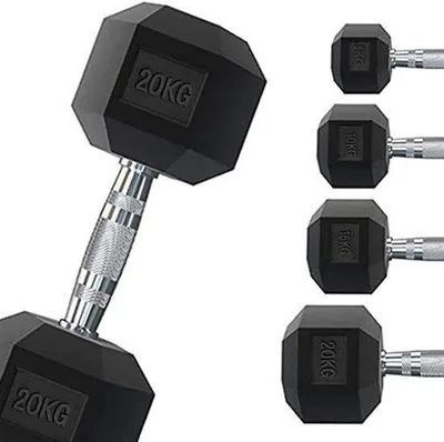 Produktbild von Medizinball, 20 kg, sechseckig – rutschfester Griff – Gummibeschichtung – für Fitness- und Krafttraining