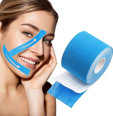Produktbild von Face Lifting Tape, Myofasziales Gesichtstraffungsband, Anti-Falten Patches, Wrinkle Schminkles, Face Eye Neck Lift Tape, 2.5cm*5m,Blau