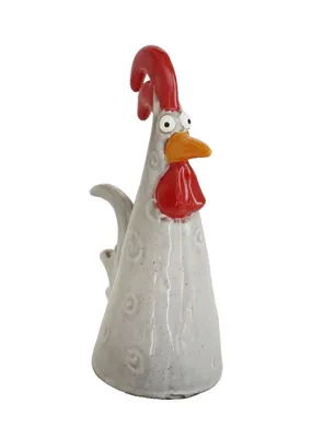 Produktbild von Gartenstecker Hahn Huhn Keramik Zaunhocker Garten Deko Skulptur Figur Objekt
