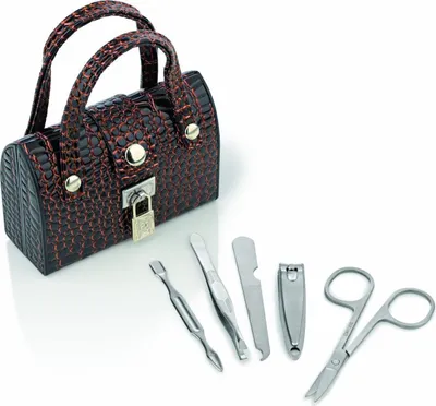 Produktbild von 6tlg Nagelpflege Set Etui Maniküre Pediküre Edelstahl Nagelknipser Schere