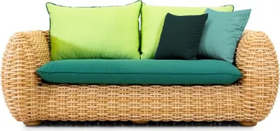 Produktbild von Casa Padrino Luxus 2er Gartensofa Naturfarben / Grün 194 cm