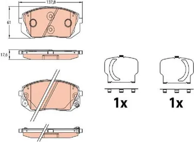 Produktbild von TRW GDB3642 Bremsbelagsatz 4-Teilig für Hyundai Tucson (TL, TLE) 2015-2023 Vorderachse
