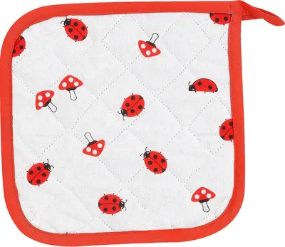Produktbild von 1 Topflappen, Marienkäfer + Pilze, Baumwolle Motiv Tier Küche Mitbringsel