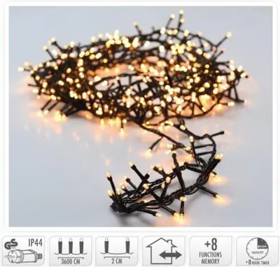 Immagine prodotto di Microcluster | Catena luminosa di Natale | 1800 LED - 36 m - Bianco extra caldo - Timer e funzioni luminose