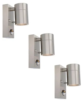 Produktbild von hoftronic LED Wandleuchten 3er Set 4W GU10 4000K IP44 Edelstahl Sensor