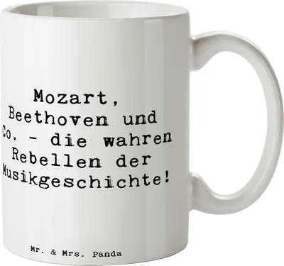 Produktbild von Mr. & Mrs. Panda Becher Spruch Klassik Rebellen - Weiß - Geschenk, Oper, Teetasse, Klassische Musik, Notation, Rock, Kammermusik, Musikliebhaber, Geschenke für Musikfans