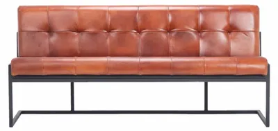 Obrázek produktu pro Casa Padrino lavice Chesterfield z pravé kůže světle hnědá / černá 200 cm - Nábytek z pravé kůže