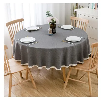 Produktbild von Runde Baumwoll- und Leinentischdecke 180 cm Dunkelgrau