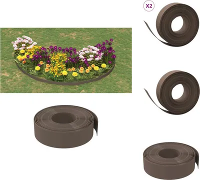 Produktbild von vidaXL Rasenkanten 2 Stk. Braun 10 m 15 cm Polyethylen -  Beeteinfassungen