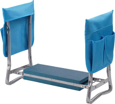 Image de Relaxdays : banc à genoux pour le jardinage, pliable, rembourré, avec poches, 2-en-1 (support pour les genoux et siège de jardin), jusqu'à 150 kg, bleu clair