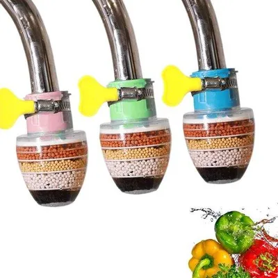 Image de Lot de 3 robinets à charbon actif avec purificateur d'air - Filtres universels pour robinet - Amélioration pour la cuisine - Filtration en 6 étapes