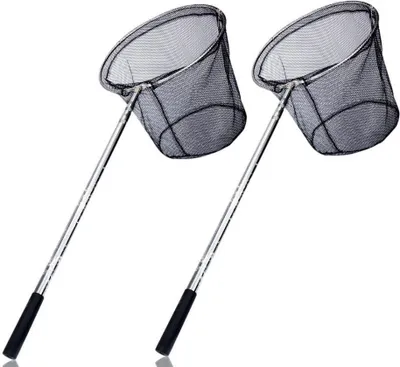 Immagine prodotto di set di 2 reti da sbarco telescopiche [180 cm] - Rete da pesca pieghevole [rotonda] - Rete da sbarco per carpe | accessori per la pesca - Rete da sbarco per pesci predatori [manico gommato] | adatta anche per laghetti da giardino