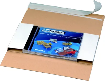 Produktbild von 100 x CD-Versandverpackung Versandkarton für 1 CD / DVD Jewel-Case in DIN lang mit Fenster Weiß