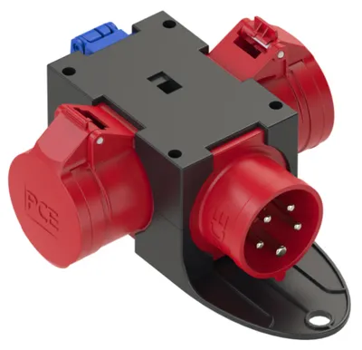Produktbild von Elso Mobiler CEE-Stromverteiler, 2x16A, 5-polig, 400V, 1 Schutzkontaktsteckdose, IP44, 1 Stk.