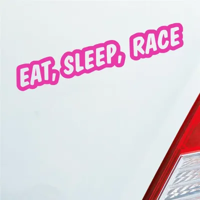 Produktbild von Auto Aufkleber Eat, Sleep, Race Tuning Rennen Car Schriftzug 19,5x3 cm Pink Sticker Heckscheibenaufkleber