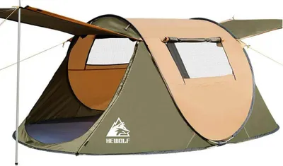 Produktbild von Wurfzelt Pop Up Zelt 2-4 Personen Camping Ultraleicht mit Vorzelt Automatik Sonnenschutz Armeegrün XL