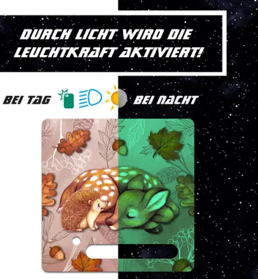 Produktbild von Nachtleuchtende Schutzfolie kompatibel mit Toniebox1 passgenaue Folie mit Motiv Kratzschutz für Musikbox Y031-43 Herbst Reh Igel