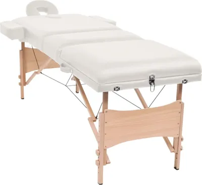 Immagine prodotto di Set Lettino Massaggio Pieghevole 3 Zone 10 cm e Sgabello Bianco