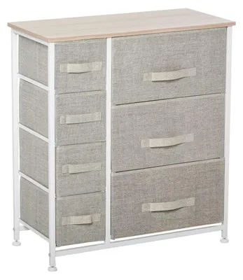 Produktbild von Schubladenschrank Praktischer Aufbewahrungsschrank Mit 7 Faltbaren Stoffschubladen, Vliesstoff, Platzsparend, Grau, 63,5X30X71Cm