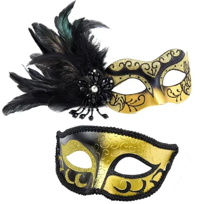 Produktbild von Maskerade Maske mit Feder für Paare