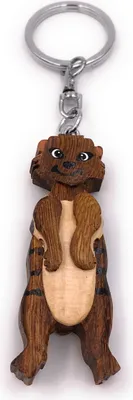 Immagine prodotto di Onwomania portachiavi in legno castoro in piedi sorridente roditore ciondolo fascino