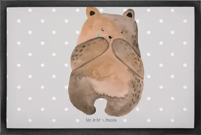 Produktbild von Mr. & Mrs. Panda Schmutzmatte Bär Verlust 50 x 75 cm - Grau Pastell - Geschenk, Trauer Trauergeschenk Traurig Trösten Trost Liebeskummer, Teddy, Gummimatte, Fußabstreifer