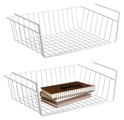 2er-Set Hängekörbe aus Metall, weiß, 40,5x24x13,5 cm