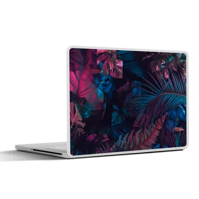 Produktbild von MuchoWow® Laptop Aufkleber Sticker Cover Dschungel - Blätter - Blau - Rosa - Mädchen - Kind 32.5x23.5 cm - Sticker für Laptop - Selbstklebend