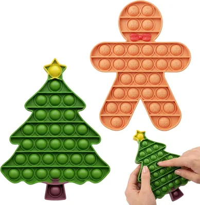 Productafbeelding van Pop it kerstspeeltjes - Set van 2 - Sensorisch anti-Stress bubbelspel
