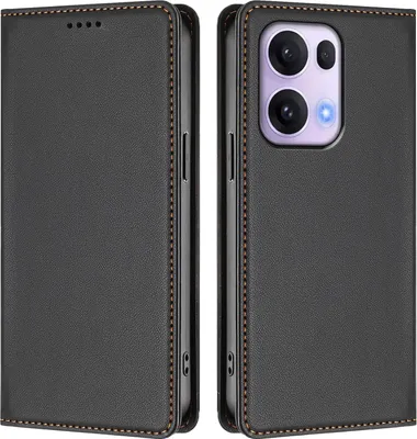 Immagine prodotto di Custodia in pelle per Oppo Reno13 Pro 5G, custodia flip magnetica in Finto cuoio con supporto Nero