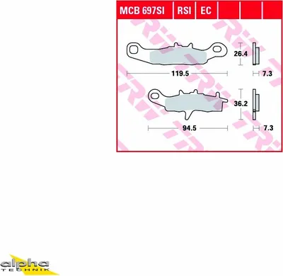 Immagine prodotto di Set di pastiglie freno TRW MCB697RSI RM100 KX80