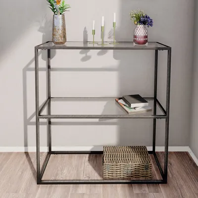 Produktbild von skye-decor Sideboard Berra, gehärtetes Glas, Metall, Schwarz, 80 x 85 x 30 cm