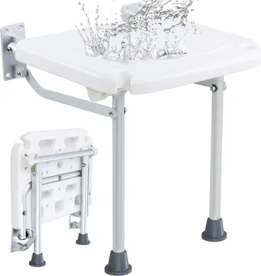 Produktbild von Klappbarer PE-Duschsitz 40 cm x 37 cm Wandmontierte Duschbank 227 kg