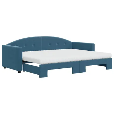 Zdjęcie produktu dla VidaXL 3197317, sofa rozkładana, Niebieski, Pianka, Metal, Poliester, Drewno, 2220 mm, 900 mm