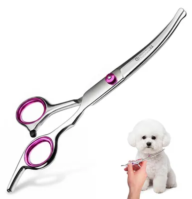 Produktbild von Hundeschere gebogen mit abgerundeter Spitze, Rosa