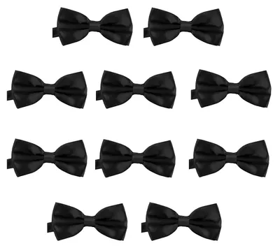 Produktbild von 10er Set DonDon Herren Fliege 12 x 6 cm gebunden und längenverstellbar schwarz